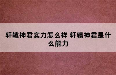 轩辕神君实力怎么样 轩辕神君是什么能力